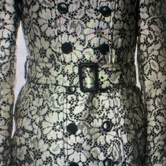 Burberry London Lace Pat. SILK/Plystr Trench Coat - MSRP. $1350.00 - SIZE 4 - Picture 15 of 16
